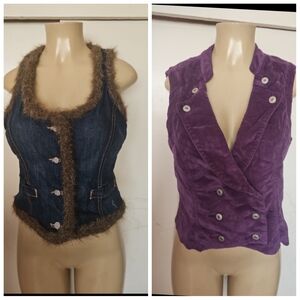 Purple Velvet Vest with Button Details